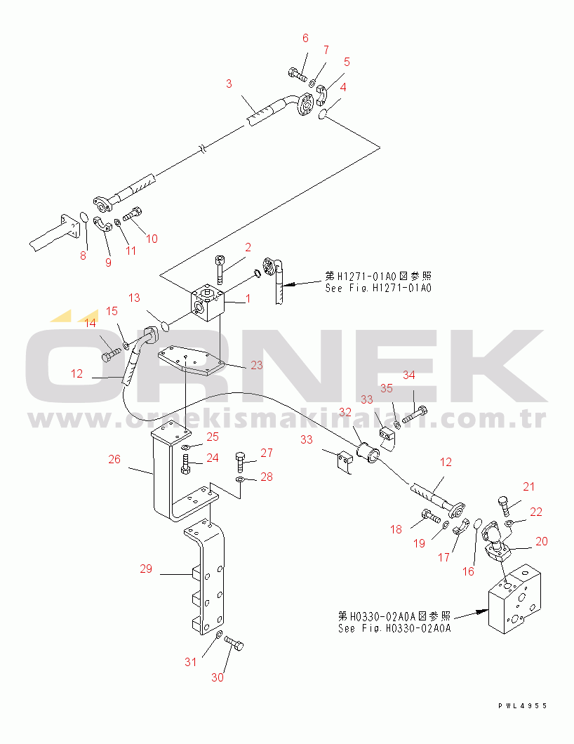 Komatsu PC210-6K S/N K30001-UP ATTACHMENT LINE (1-ACTUATOR) (REVO PIPING 2/2)(#K34001-)