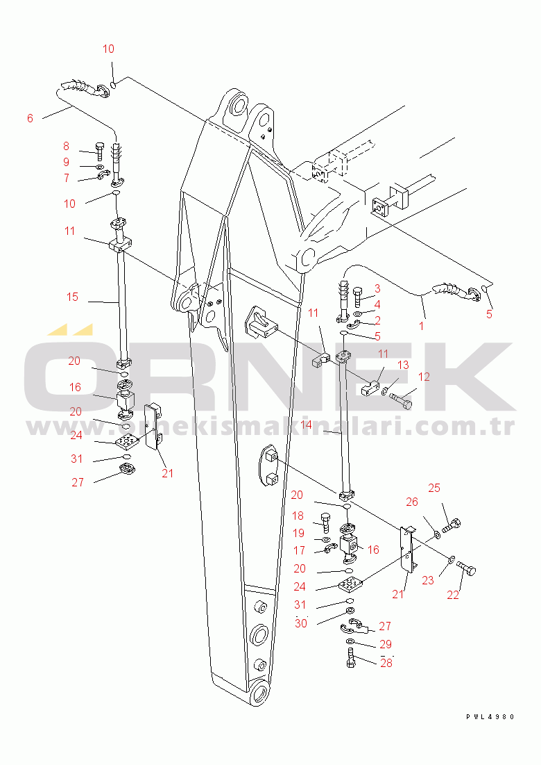 Komatsu PC210-6K S/N K30001-UP ARM (2.9M) (ADDITIONAL PIPING) (1-ATTACHMENT LINE)(#K34001-)