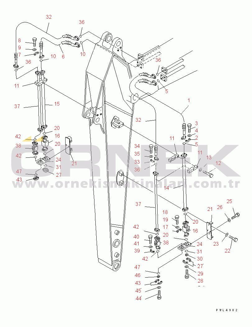 Komatsu PC210-6K S/N K30001-UP ARM (2.9M) (ADDITIONAL PIPING) (2-ATTACHMENT LINE)(#K34001-)