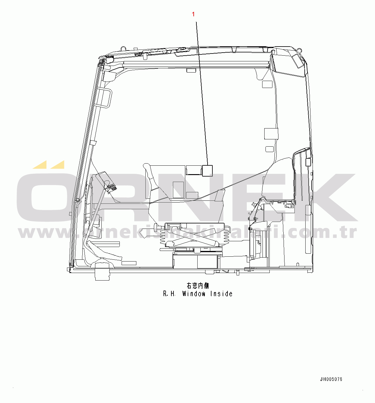 Komatsu PC210-10 S/N K60001-UP Caution Plates, Rearview Camera, 1 Set