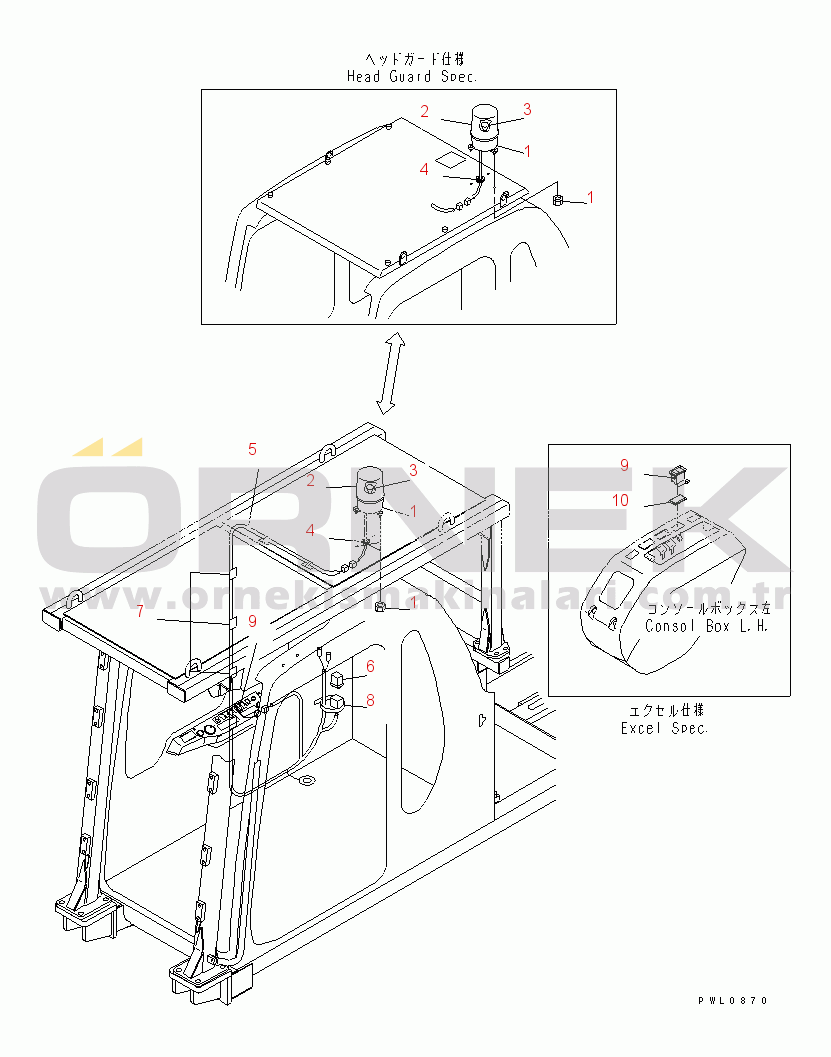 Komatsu PC210LC-6G S/N 30001-UP BEACON (FOR F.O.P.S. AND HEAD GUARD)(#31425-)