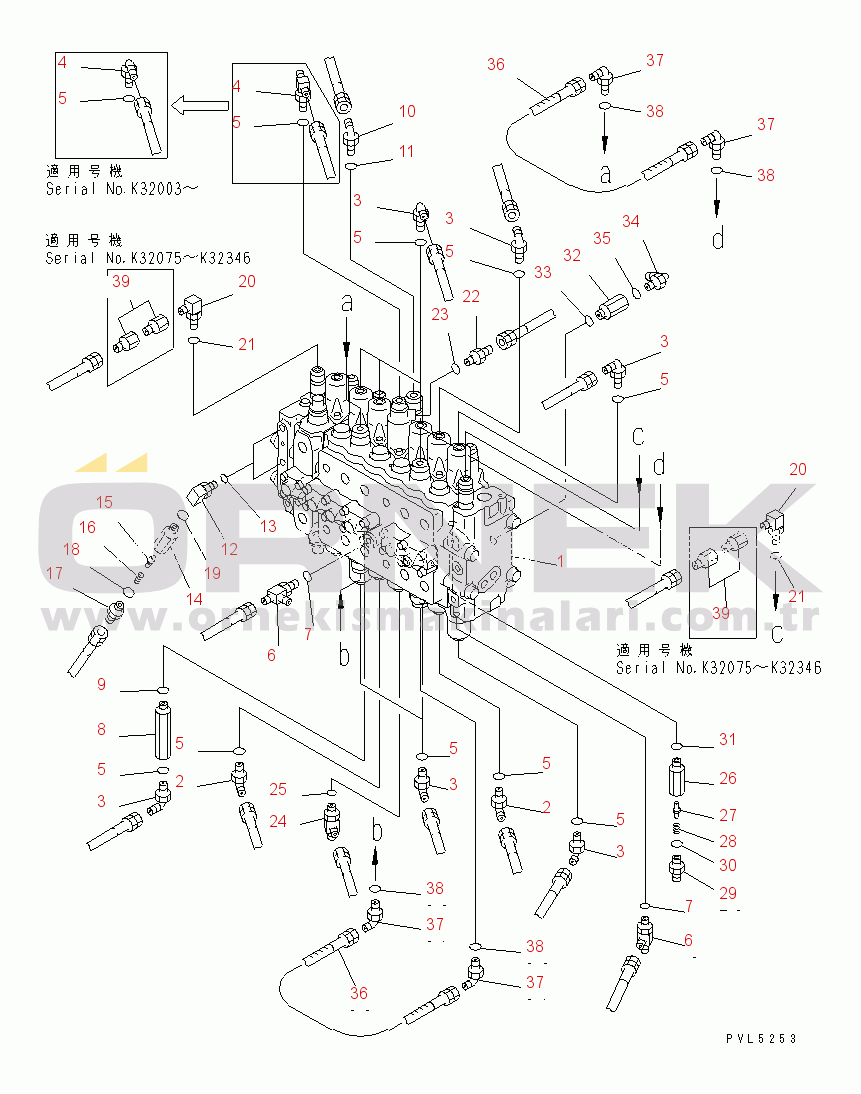 Komatsu PC210LC-6K S/N K30001-UP MAIN VALVE (CONNECTING PARTS)(#K32000-)