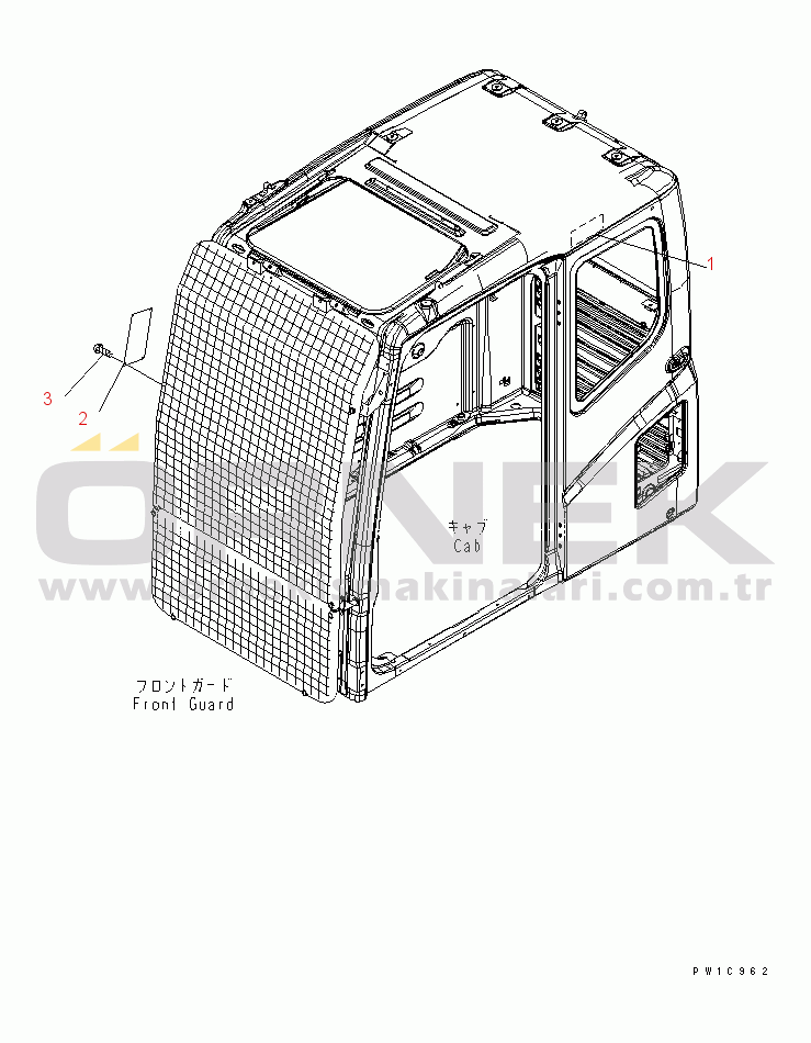 Komatsu PC210LC-7-DA S/N 40001-UP CAUTION PLATE (FOR LV1 GUARD)