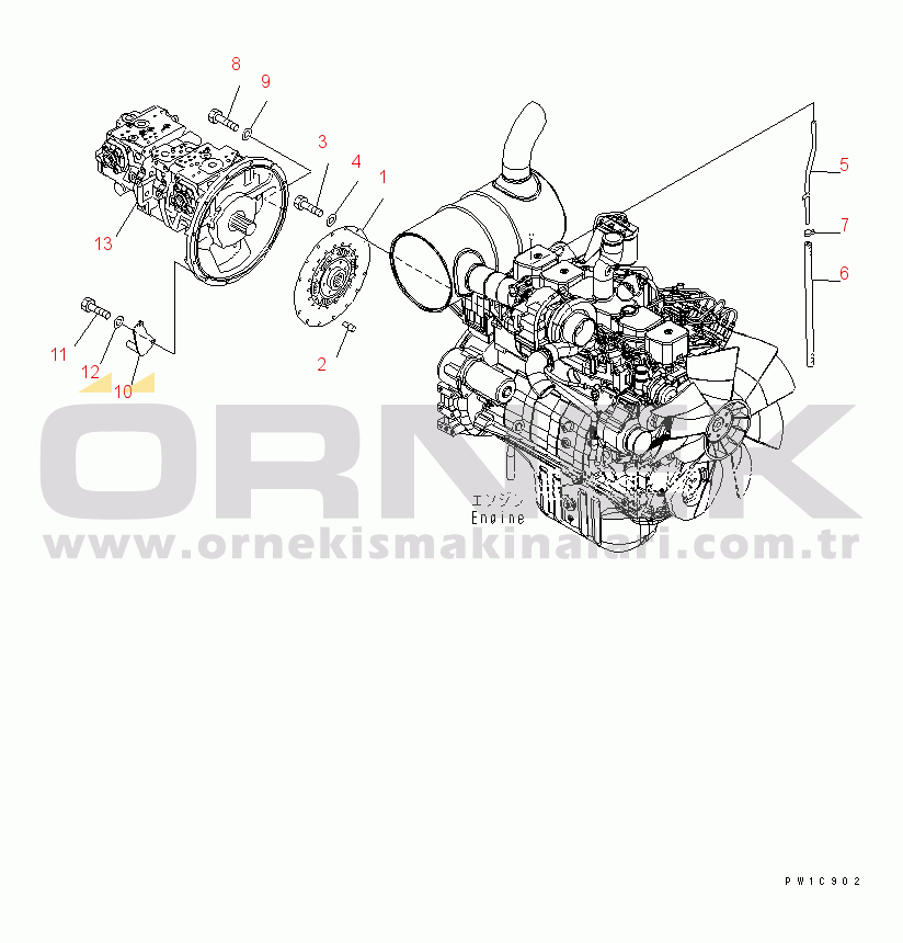 Komatsu PC210LC-7-DG S/N 40001-UP DAMPER¤ PUMP AND TUBE(#40002-)