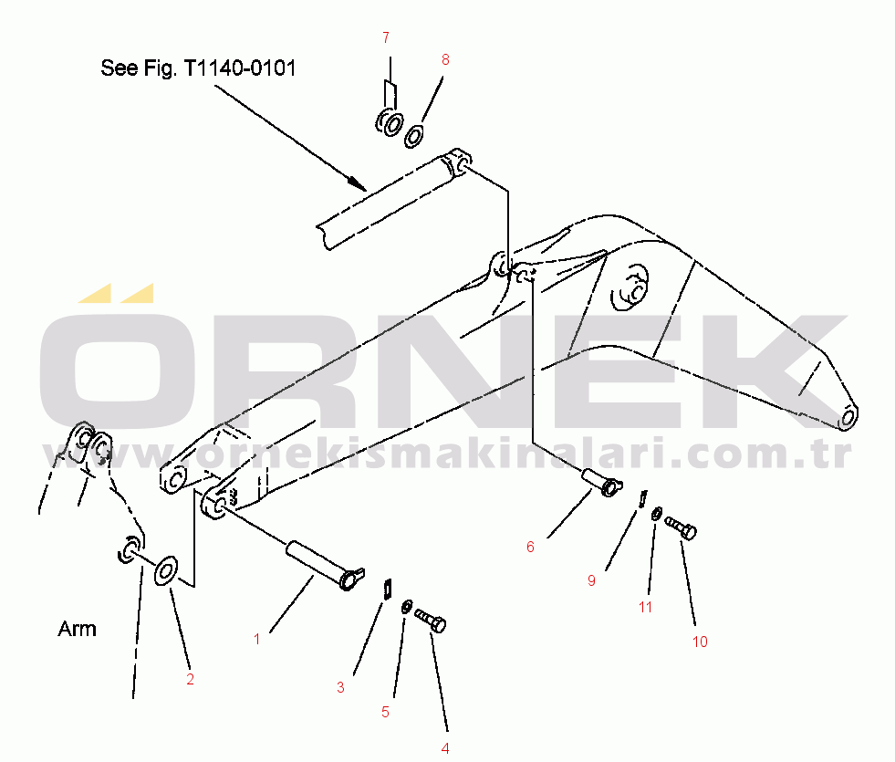 Komatsu PC210LC-6L S/N A80001-UP FIG NO. T1110-0201 BOOM TOP PIN AND BOTTOM PIN