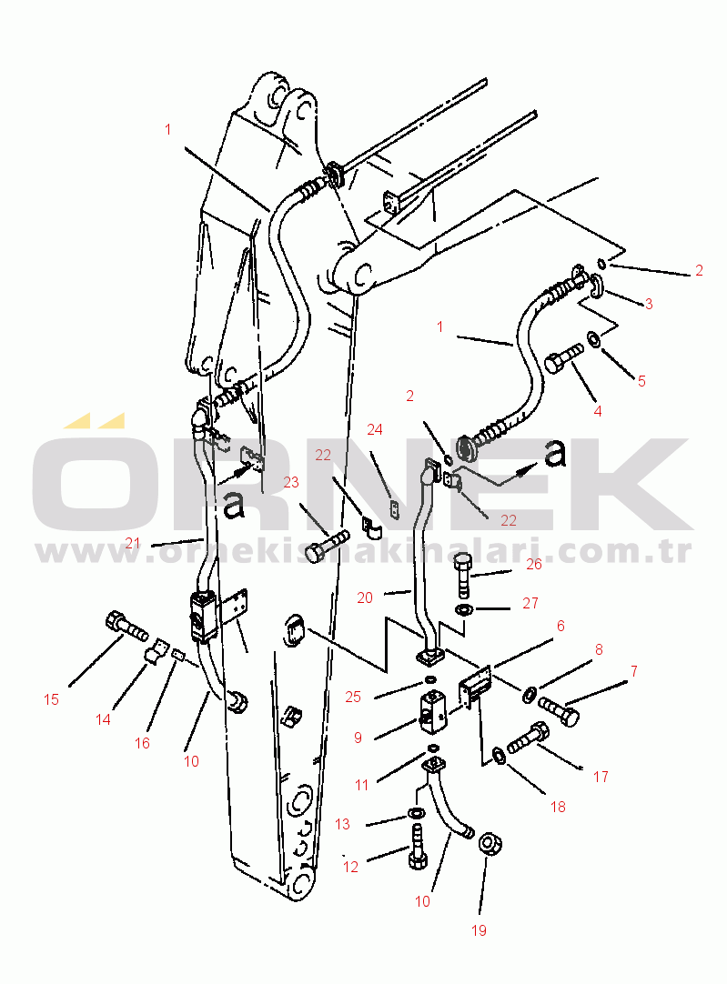 Komatsu PC210LC-6L S/N A80001-UP FIG NO. T1200-0507 PIPING - ADDITIONAL HYDRAULICS 2.9M ARM