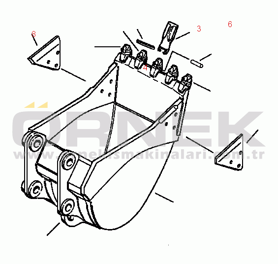 Komatsu PC210LC-6L S/N A80001-UP FIG NO. T1510-0305 BUCKET WITH VERTILOCK TEETH - ESCO HEAVY DUTY PLATE LIP - 48 IN. (1219mm) WIDE
