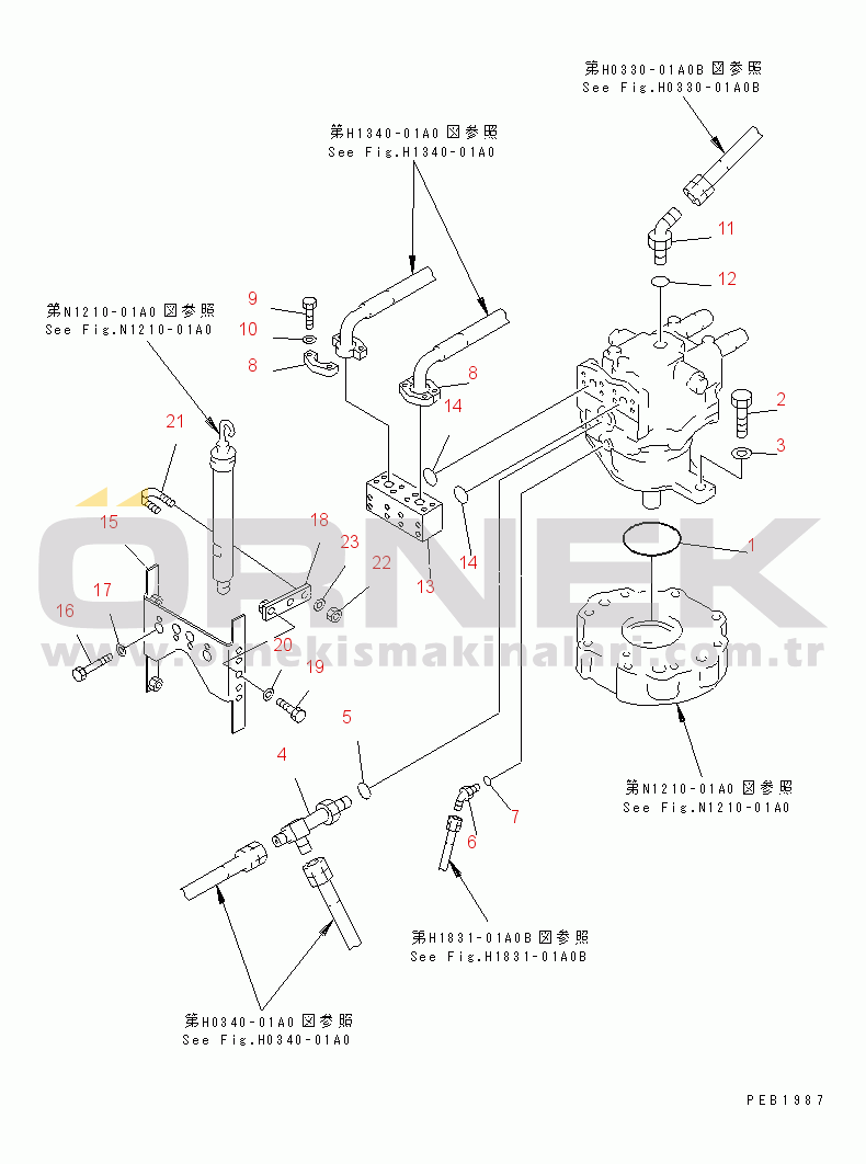 Komatsu PC210LC-6 S/N 30001-UP SWING MOTOR (CONNECTING PARTS)(#30500-30915)
