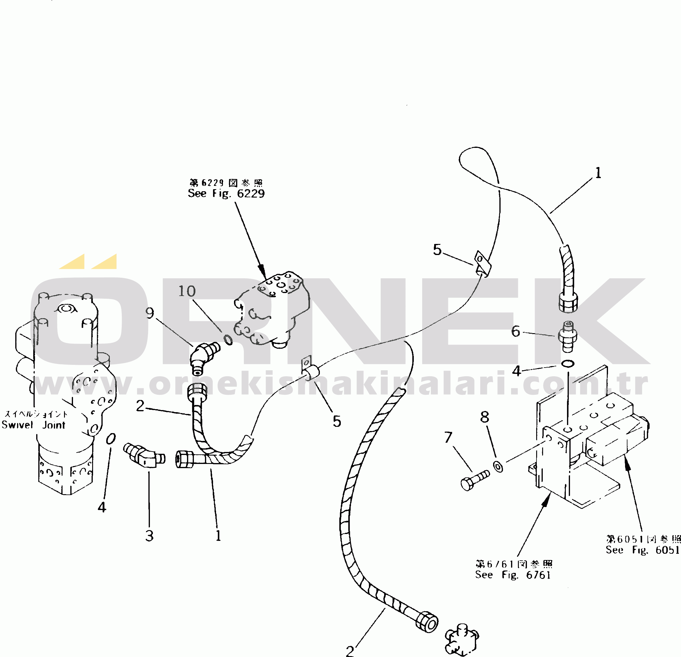 Komatsu PC210LC-5K S/N K20001-UP TRAVEL HIGH-LOW/BOOM DRAIN VALVE PIPING(#K20572-)