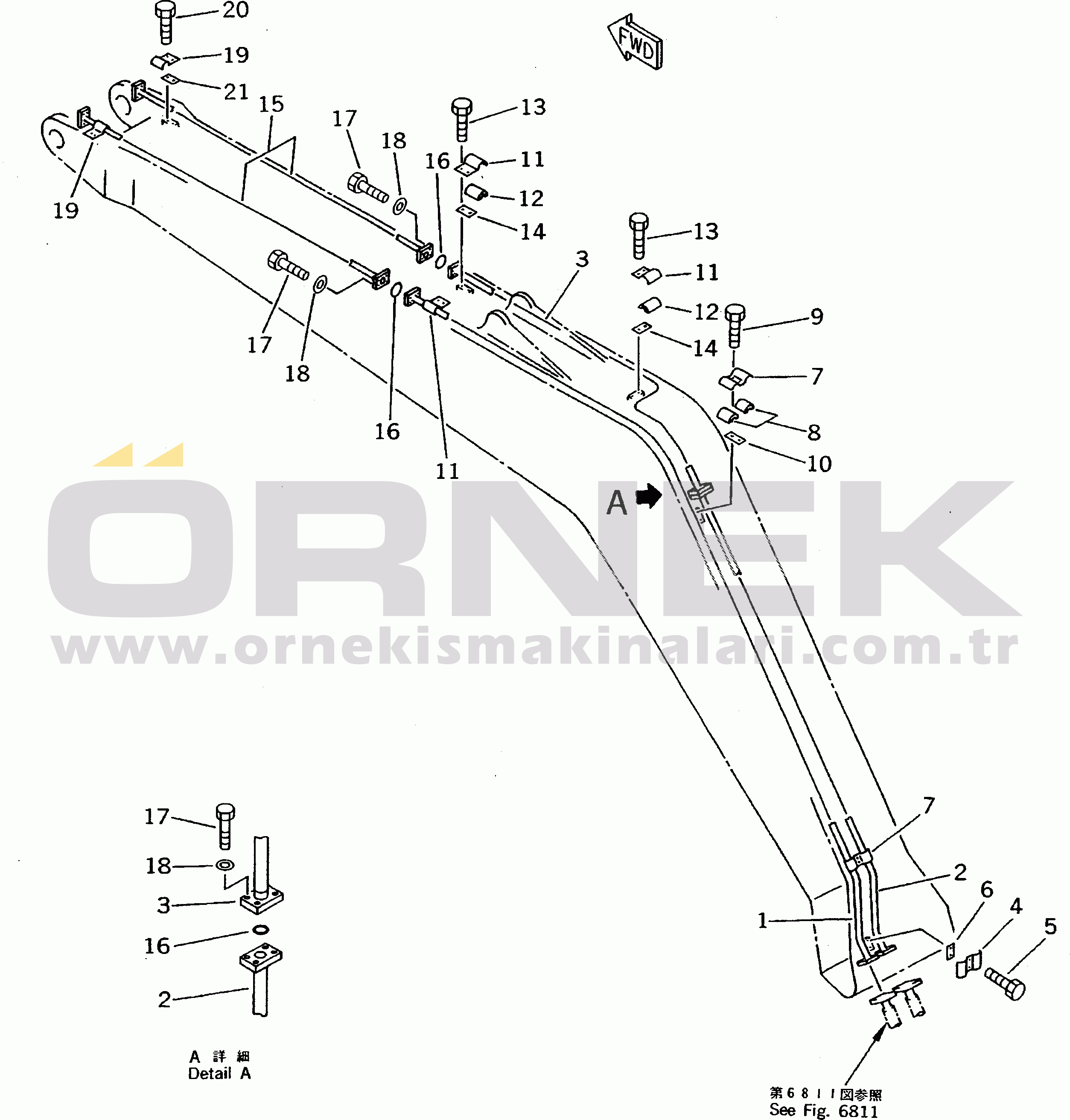 Komatsu PC210LC-5K S/N K20001-UP BUCKET CYLINDER PIPING (ATTACHMENT SIDE) (BOOM)