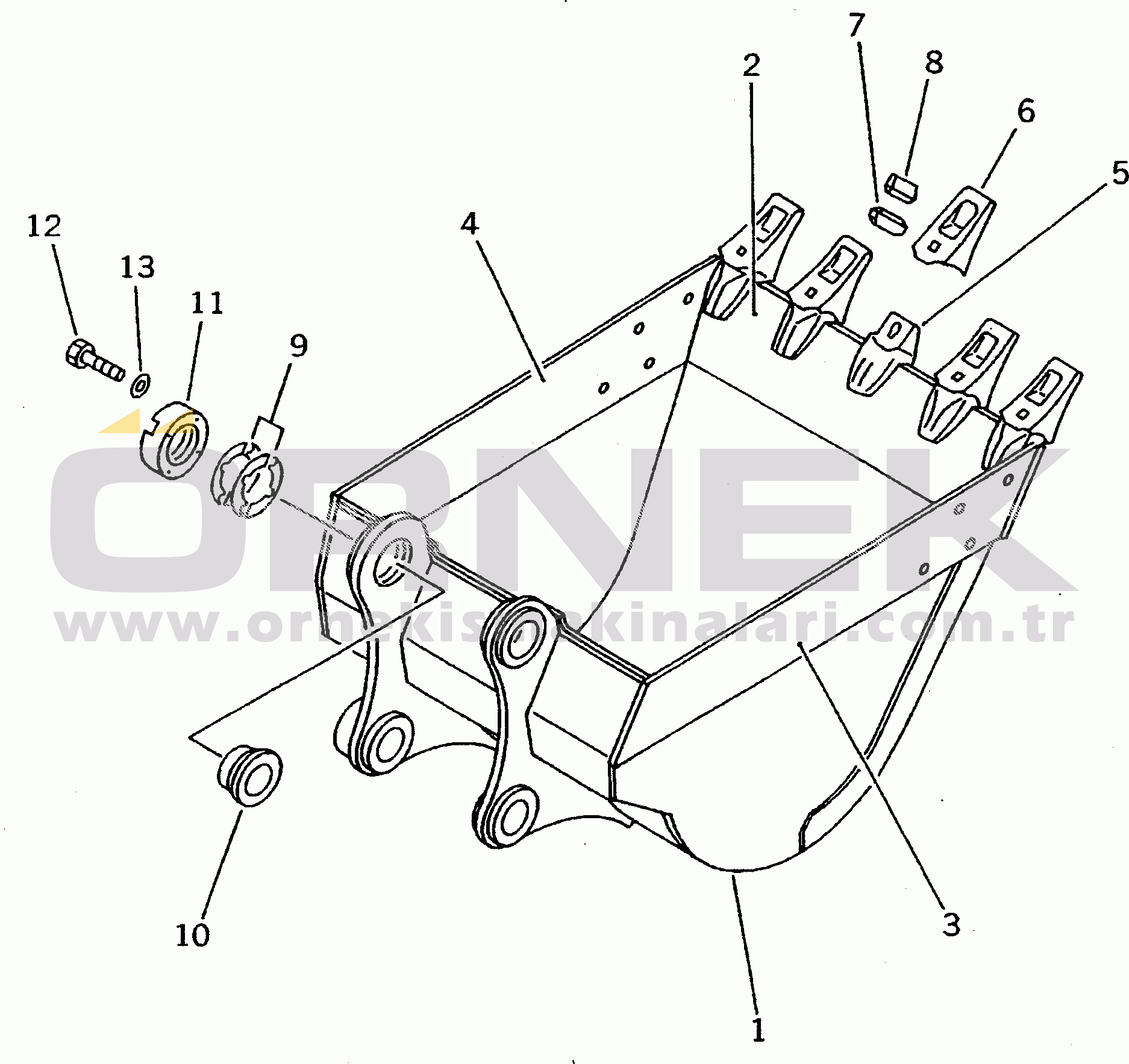 Komatsu PC210LC-5K S/N K20001-UP BUCKET 0.7M3¤ 1045MM (VERTICAL PIN TYPE)