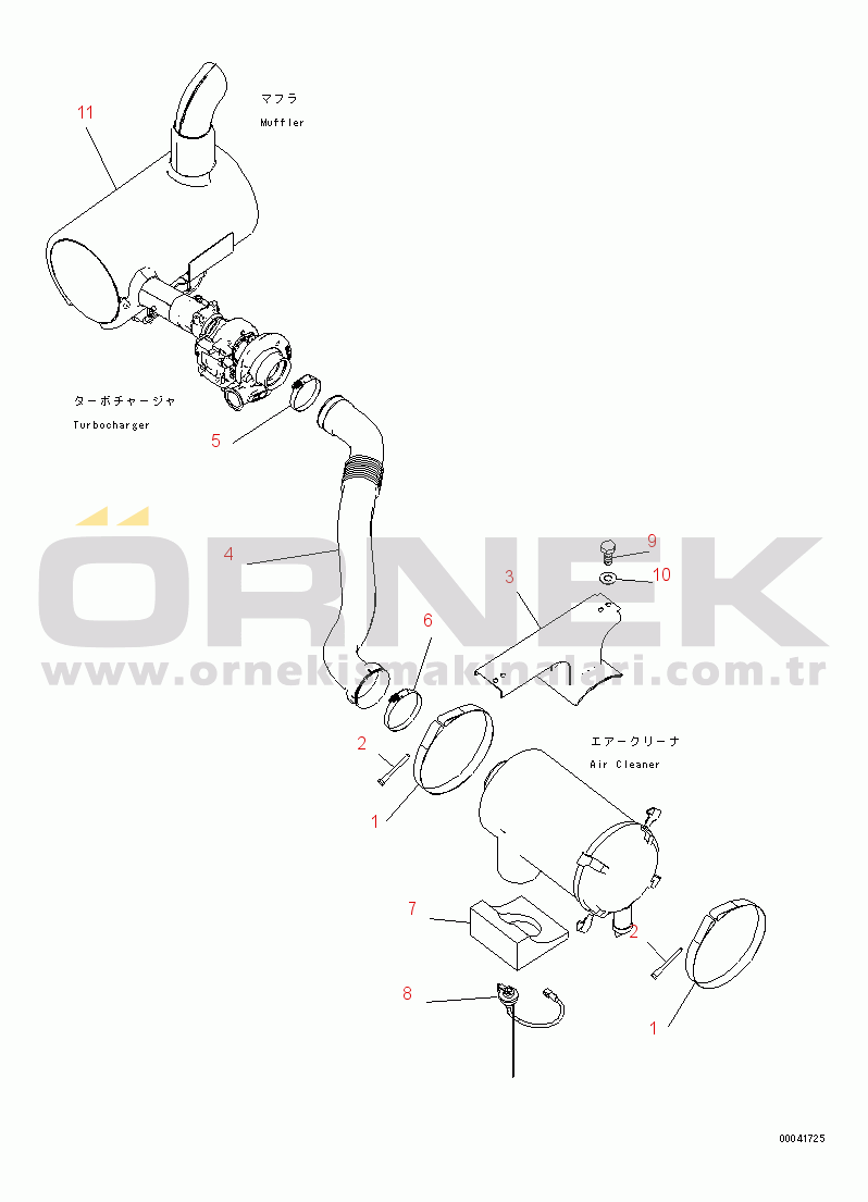 Komatsu PC210NLC-8K S/N K50001-UP AIR CLEANER CONNECTING PARTS (2/2)