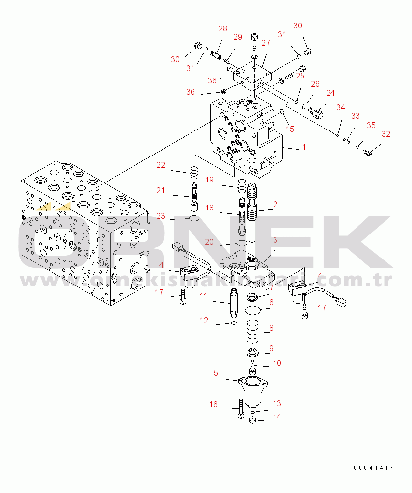 Komatsu PC210NLC-8K S/N K50001-UP MAIN VALVE (1-ACTUATOR) (13/19)