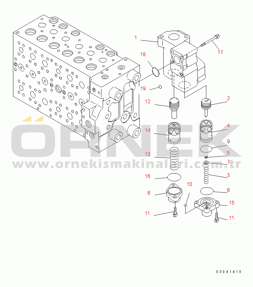 Komatsu PC210NLC-8K S/N K50001-UP MAIN VALVE (1-ACTUATOR) (15/19)