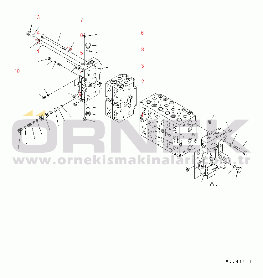 Komatsu PC210NLC-8K S/N K50001-UP MAIN VALVE (2-ACTUATOR) (3/21)