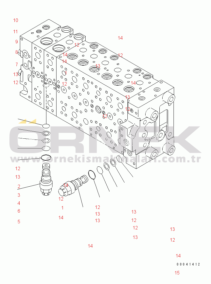 Komatsu PC210NLC-8K S/N K50001-UP MAIN VALVE (2-ACTUATOR) (4/21)