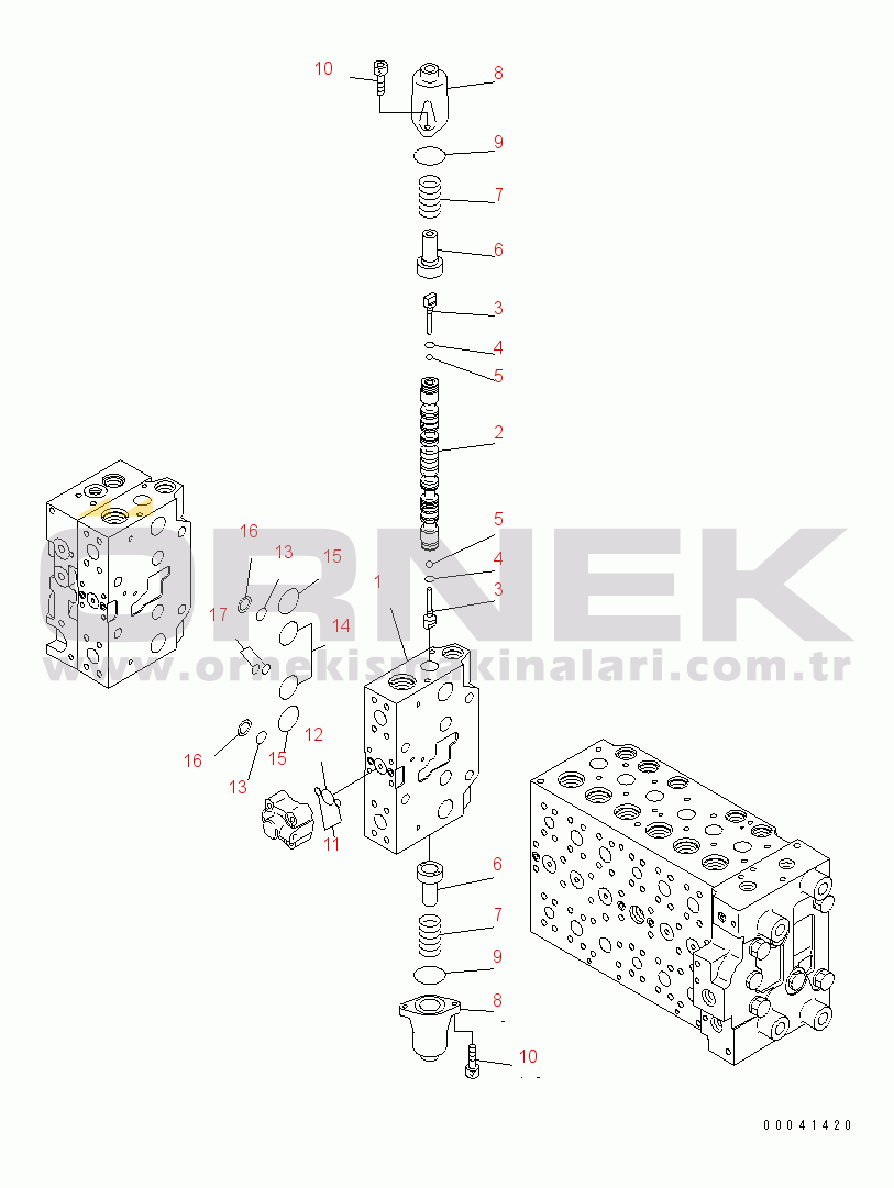 Komatsu PC210NLC-8K S/N K50001-UP MAIN VALVE (2-ACTUATOR) (16/21)