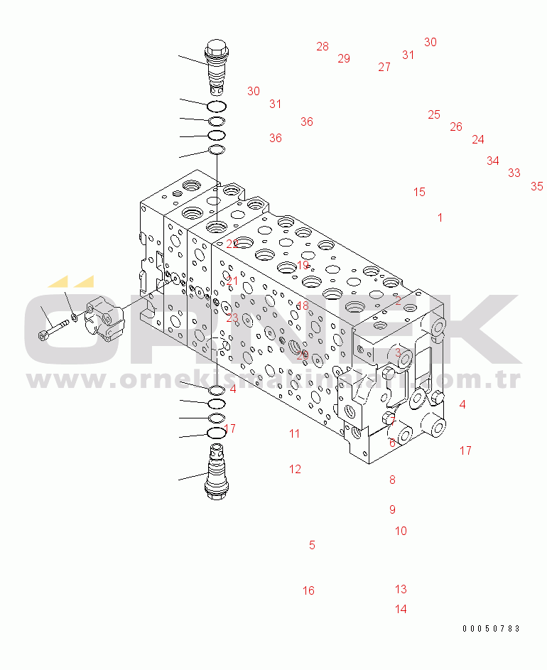 Komatsu PC210NLC-8K S/N K50001-UP MAIN VALVE (2-ACTUATOR) (13/21) (FOR 2-PIECE BOOM)