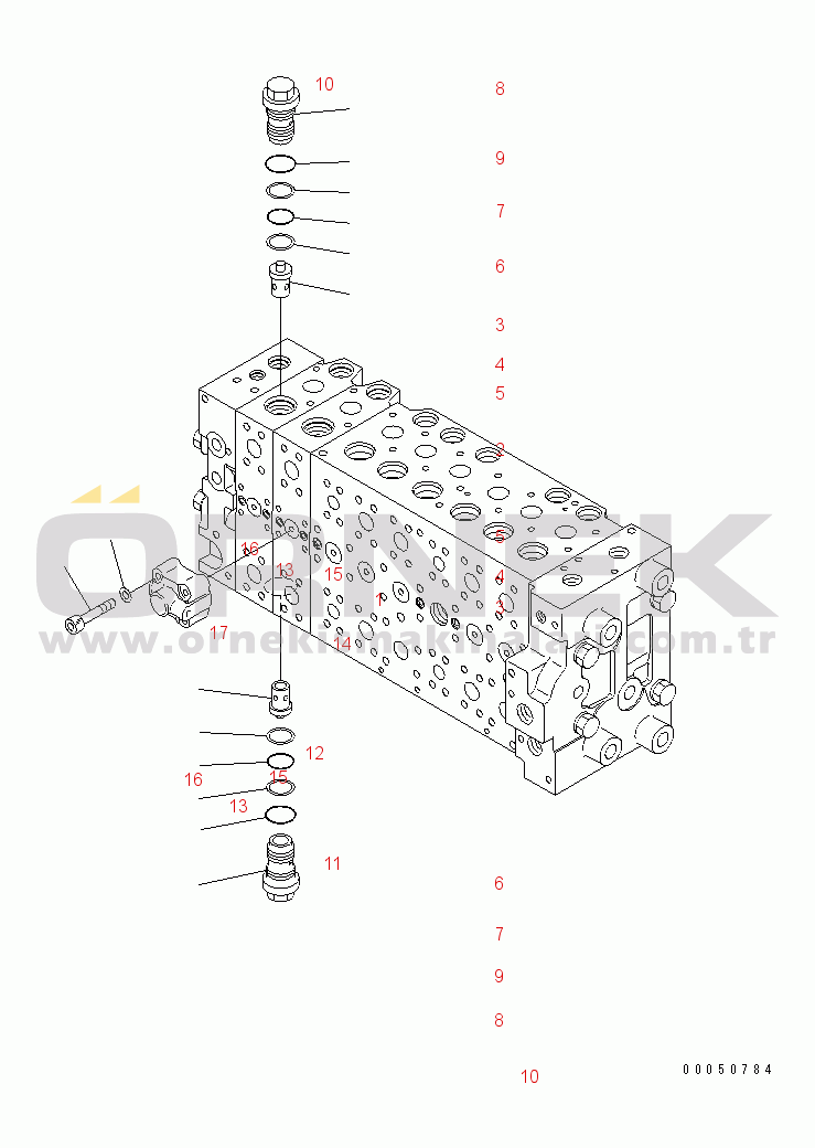 Komatsu PC210NLC-8K S/N K50001-UP MAIN VALVE (2-ACTUATOR) (16/21) (FOR 2-PIECE BOOM)