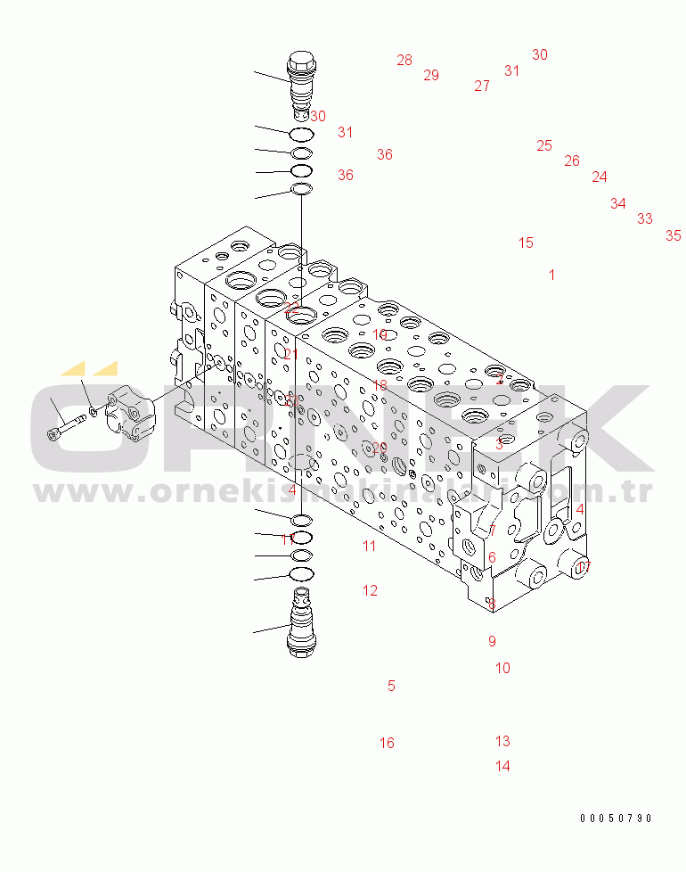 Komatsu PC210NLC-8K S/N K50001-UP MAIN VALVE (3-ACTUATOR) (13/23) (FOR 2-PIECE BOOM)
