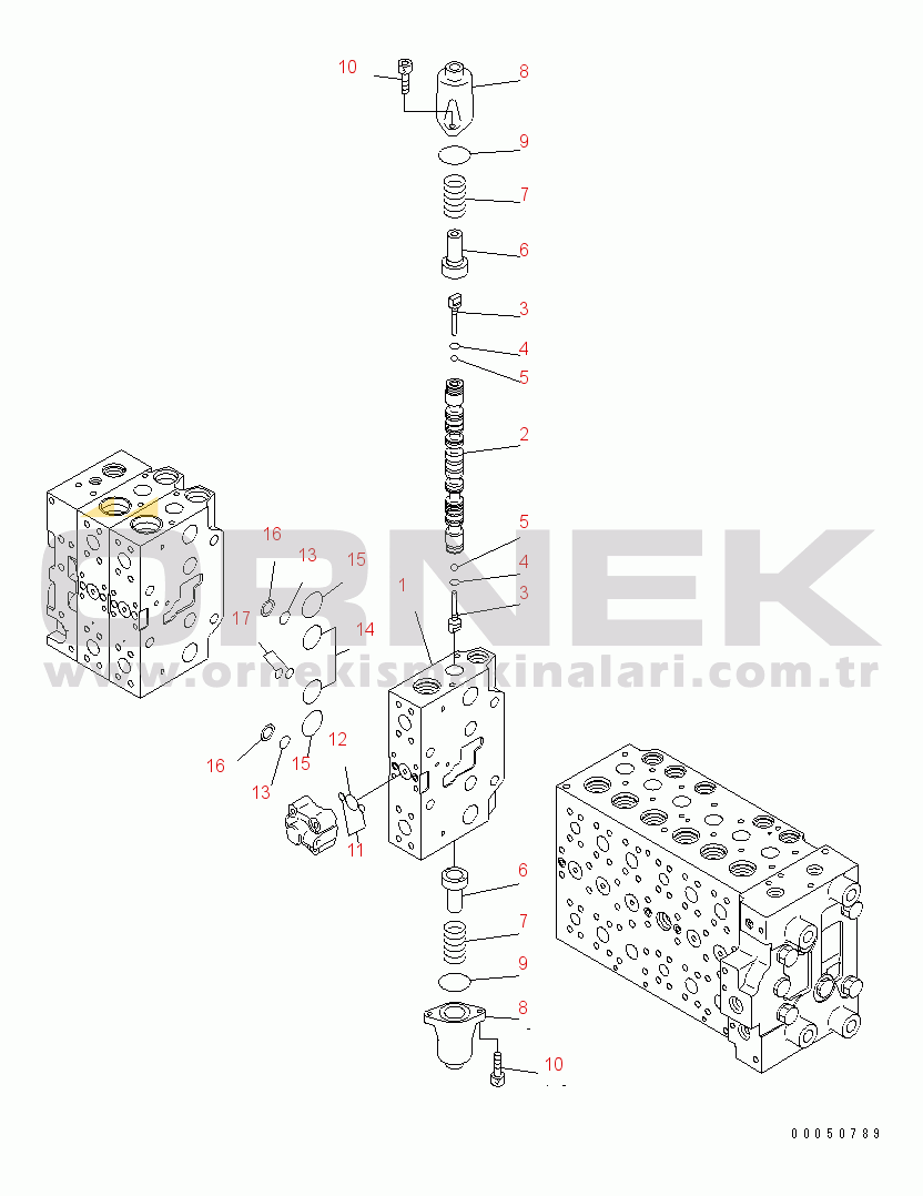Komatsu PC210NLC-8K S/N K50001-UP MAIN VALVE (3-ACTUATOR) (16/23) (FOR 2-PIECE BOOM)