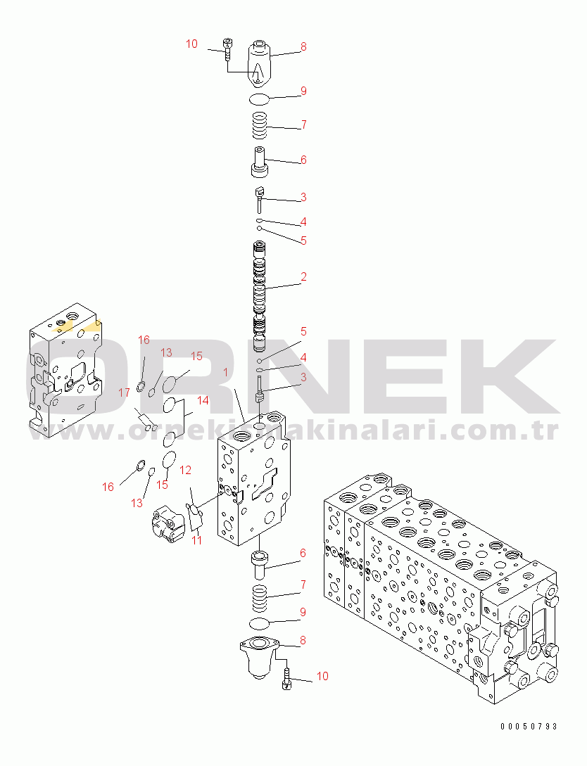 Komatsu PC210NLC-8K S/N K50001-UP MAIN VALVE (3-ACTUATOR) (20/23) (FOR 2-PIECE BOOM)