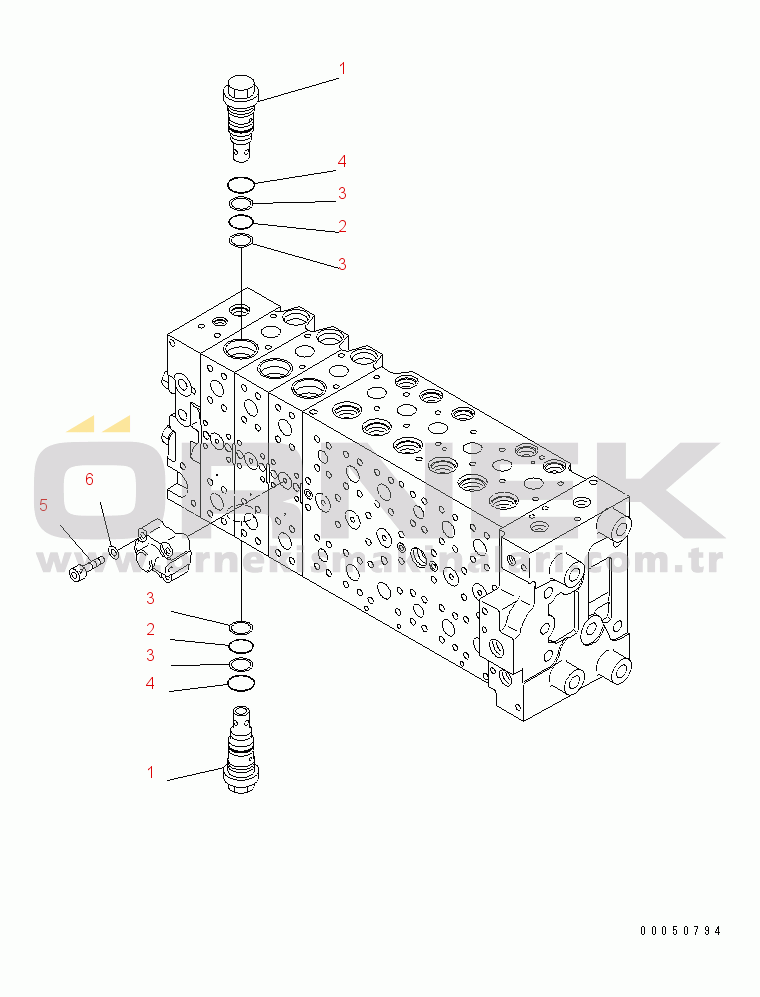 Komatsu PC210NLC-8K S/N K50001-UP MAIN VALVE (3-ACTUATOR) (21/23) (FOR 2-PIECE BOOM)
