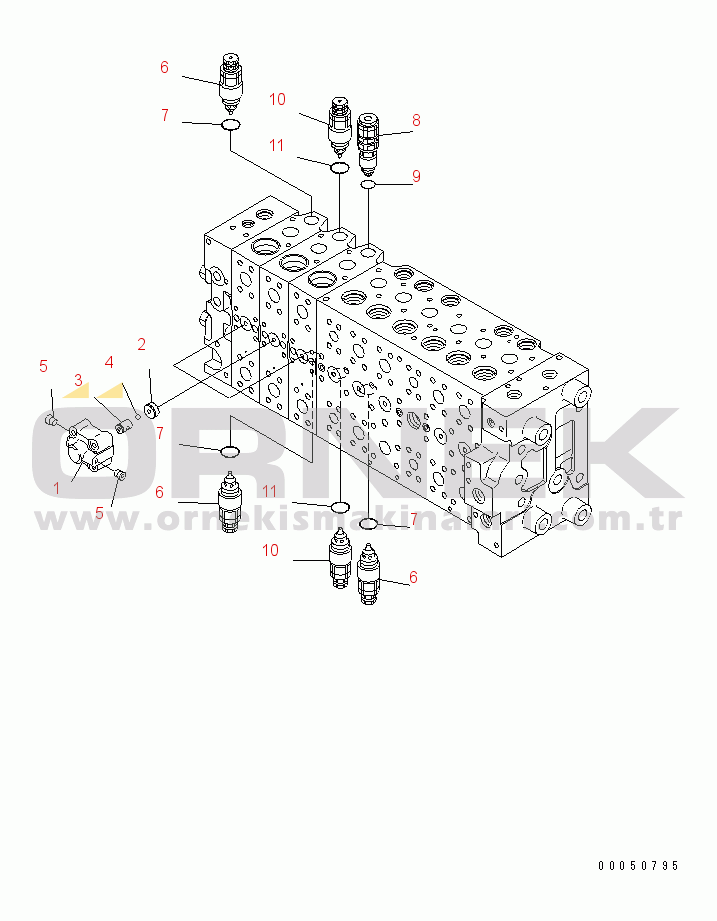 Komatsu PC210NLC-8K S/N K50001-UP MAIN VALVE (3-ACTUATOR) (22/23) (FOR 2-PIECE BOOM)