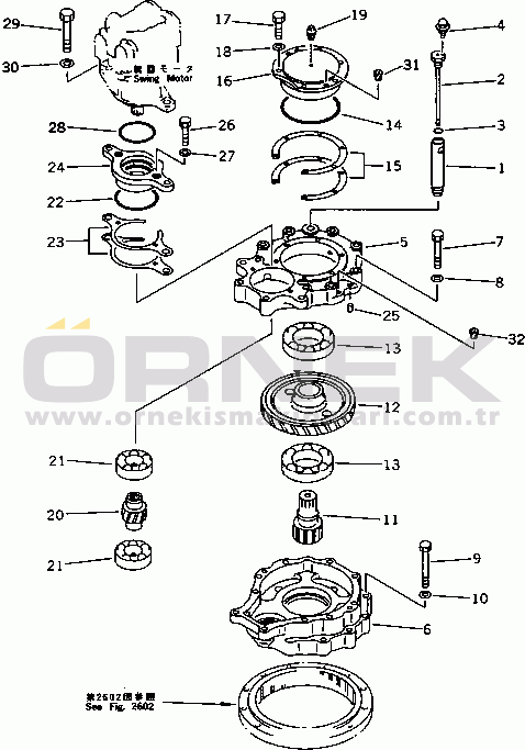 Komatsu PC220-5C S/N 35001-UP SWING MACHINERY (1/2)(#35001-36613)