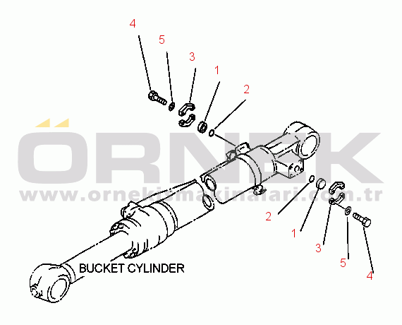 Komatsu PC220LC-6LC S/N A82001-A83000 FIG NO. T1200-0211 BUCKET CYLINDER HYDRAULIC HARDWARE