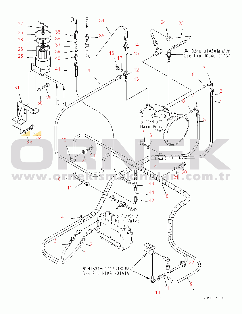 Komatsu PC220LC-6Z S/N 50001-UP (Excel Stan.) LS LINES (WITH BY-PASS FILTER)(#50310-52851)