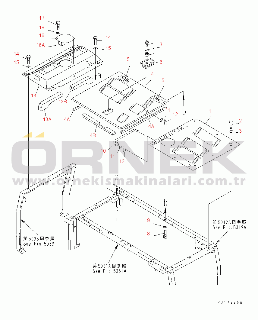 Komatsu PC220LC-5C S/N 35001-UP (Custom Stan.) HOOD(#36614-)