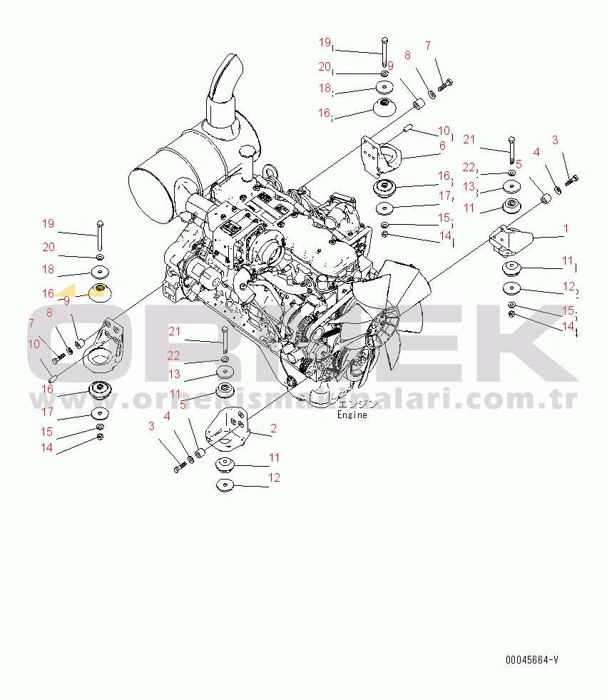 Komatsu PC220LC-8 S/N 80001-UP ENGINE MOUNT