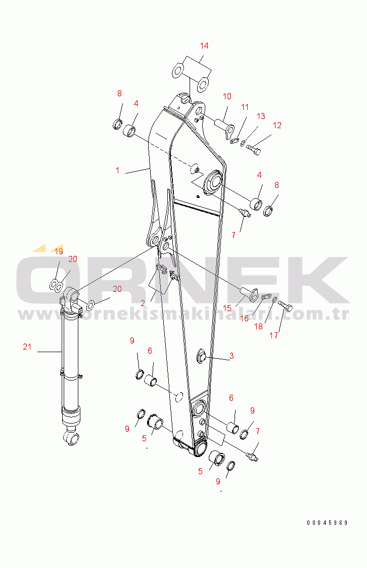 Komatsu PC220LC-8 S/N 80001-UP ARM (3.0M) (500 HOURS GREASING TYPE) (FOR 1-ACTUATOR)