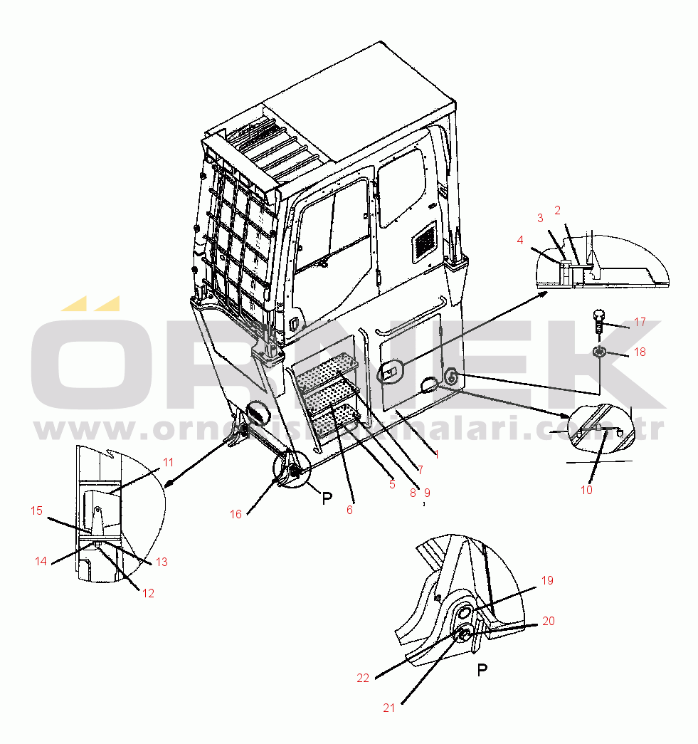 Komatsu PC220LL-7L S/N A86001-UP FIG. M1820-02A0 CAB - RISER 48 INCH