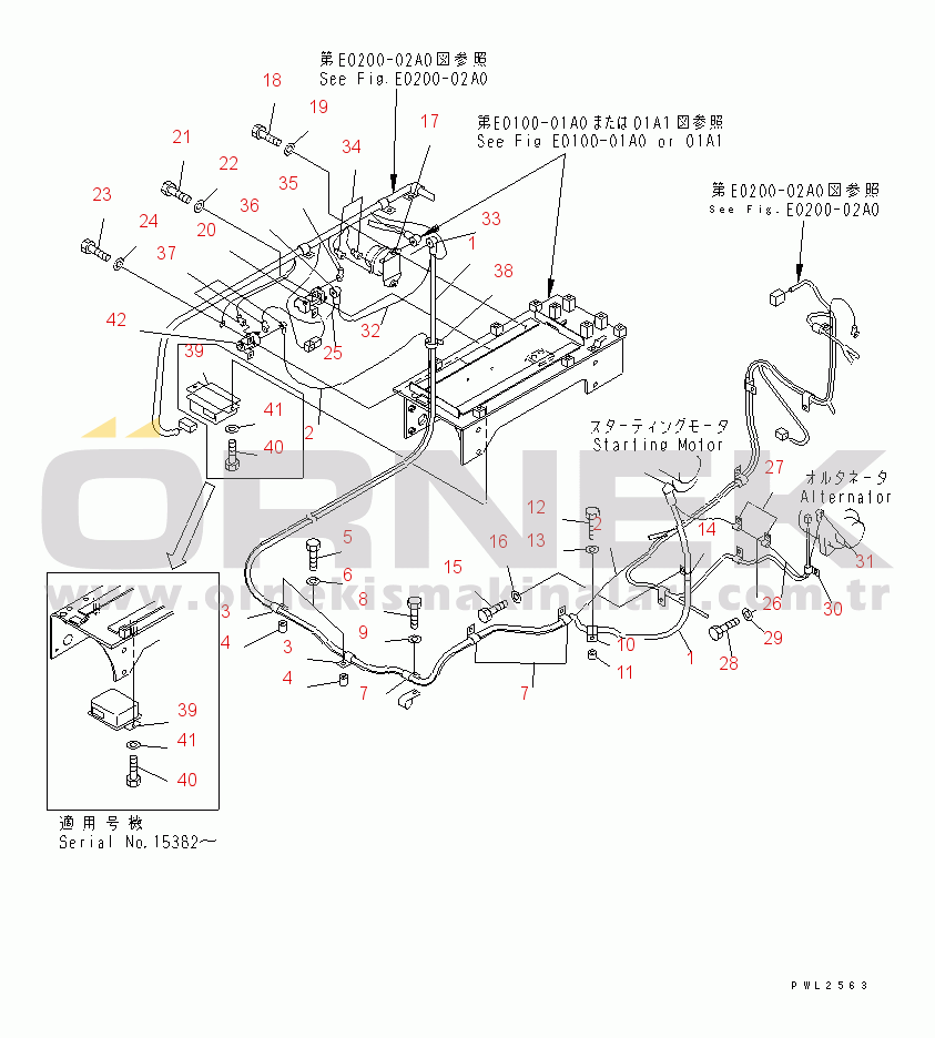 Komatsu PC228USLC-2 S/N 15001-UP (A.B.D İçin) WIRING (STARTING HARNESS)