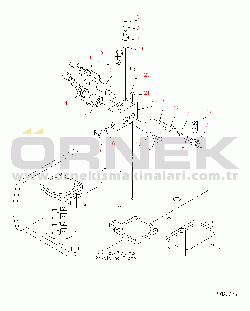 Komatsu PC228US-1 S/N 11001-UP SOLENOID VALVE (VALVE) (TRAVEL AND GRADES RELIEF)
