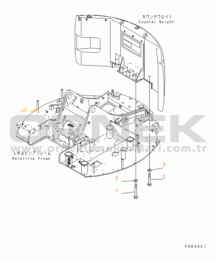Komatsu PC228UU-1-TN S/N 10001-UP COUNTER WEIGHT MOUNTING(#10001-10573)