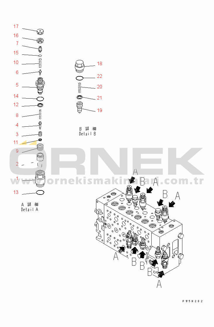 Komatsu PC228USLC-3S S/N 20001-29999 (For U.S.A.) MAIN VALVE (12/16)(#20001-)