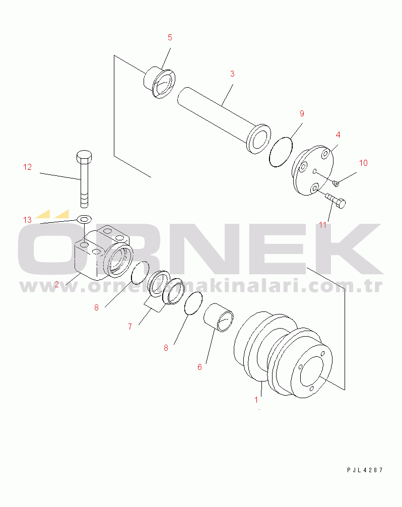 Komatsu PC228US-3-AA S/N 20001-29999 CARRIER ROLLER(#20001-)