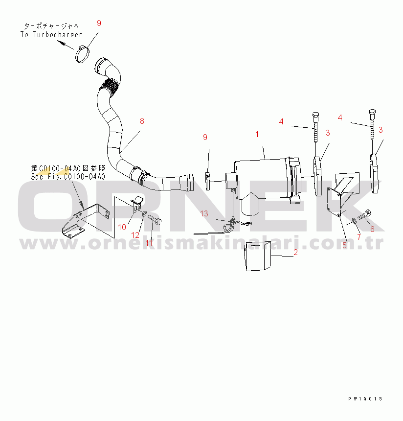 Komatsu PC228US-3-AP S/N 20001-29999 AIR CLEANER CONNECTION (FOR DOUBLE ELEMENT)(#20001-)