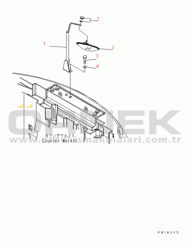 Komatsu PC228US-3-AP S/N 20001-29999 REAR VIEW MIRROR (BLUE)(#20001-)