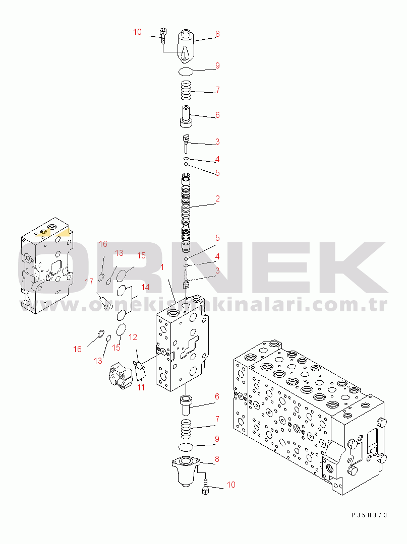 Komatsu PC228US-3-YA S/N 20001-29999 MAIN VALVE (2-ACTUATOR) (19/21) (BLADE SPEC.)(#20001-)
