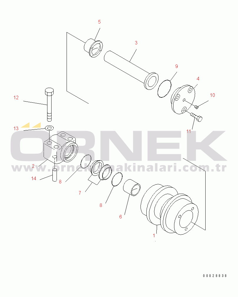 Komatsu PC228US-3 S/N 30001-UP (Yurtdışı Versiyonu) CARRIER ROLLER(#31537-)