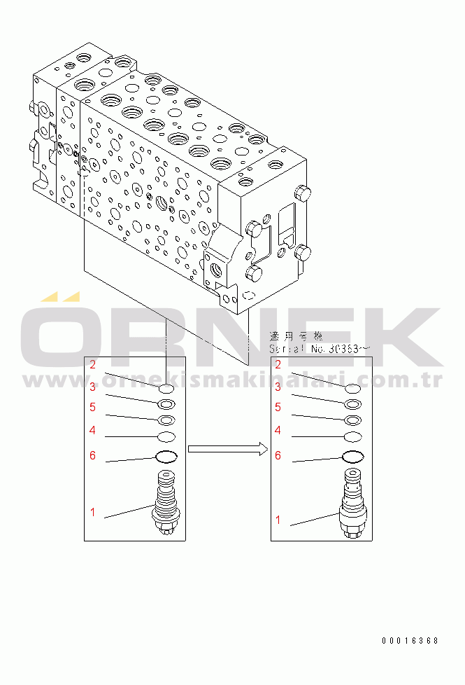 Komatsu PC228US-3 S/N 30001-UP (Overseas Version) MAIN VALVE (7-SPOOL) (8/19)