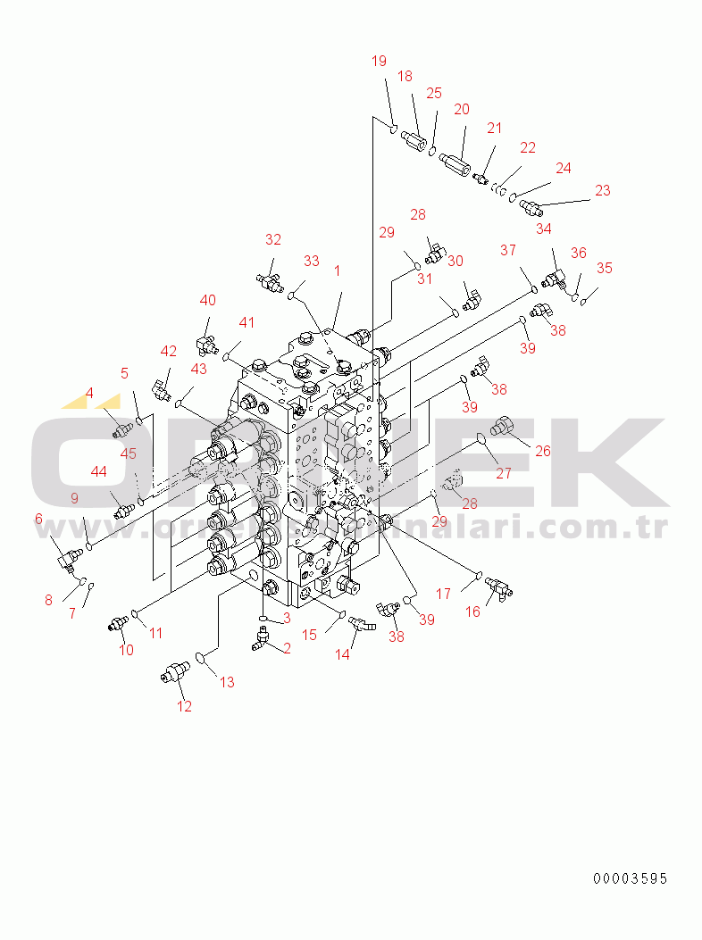 Komatsu PC228USLC-3 S/N 30001-UP (Yurtdışı Versiyonu) MAIN VALVE (CONNECTING PARTS)