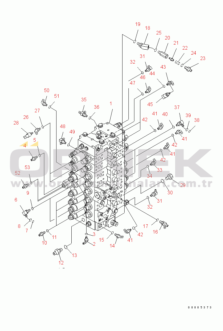 Komatsu PC228USLC-3 S/N 30001-UP (Yurtdışı Versiyonu) MAIN VALVE (CONNECTING PARTS) (2 ACTUATOR)
