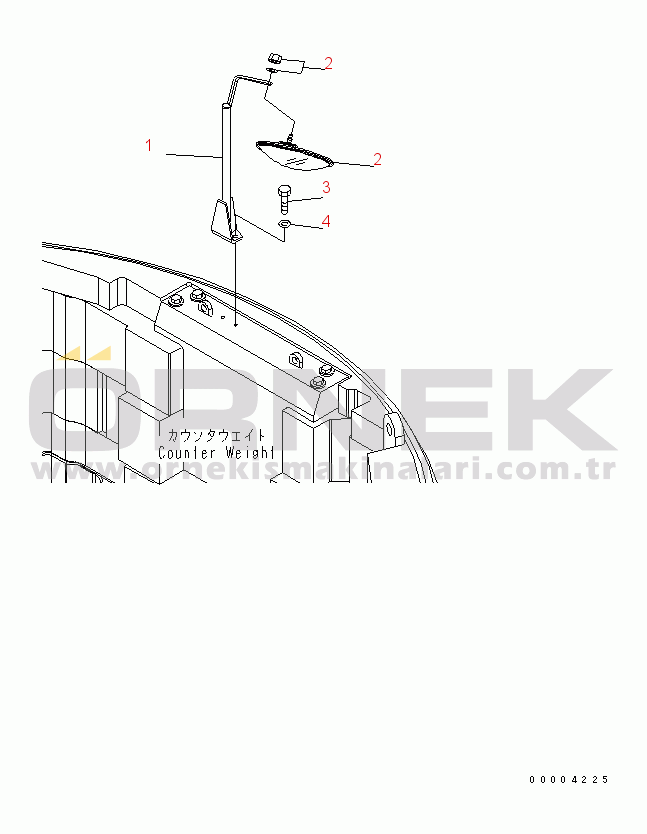 Komatsu PC228USLC-3 S/N 30001-UP (Yurtdışı Versiyonu) REAR VIEW MIRROR (YELLOW)(#20001-)