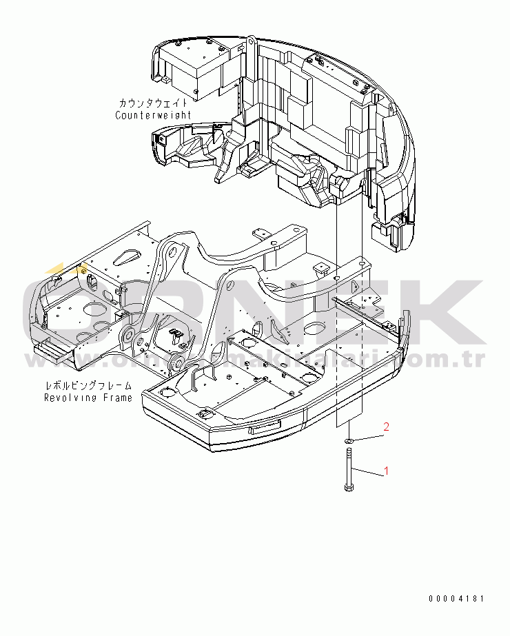 Komatsu PC228USLC-3 S/N 30001-UP (Yurtdışı Versiyonu) COUNTER WEIGHT MOUNTING(#20001-)