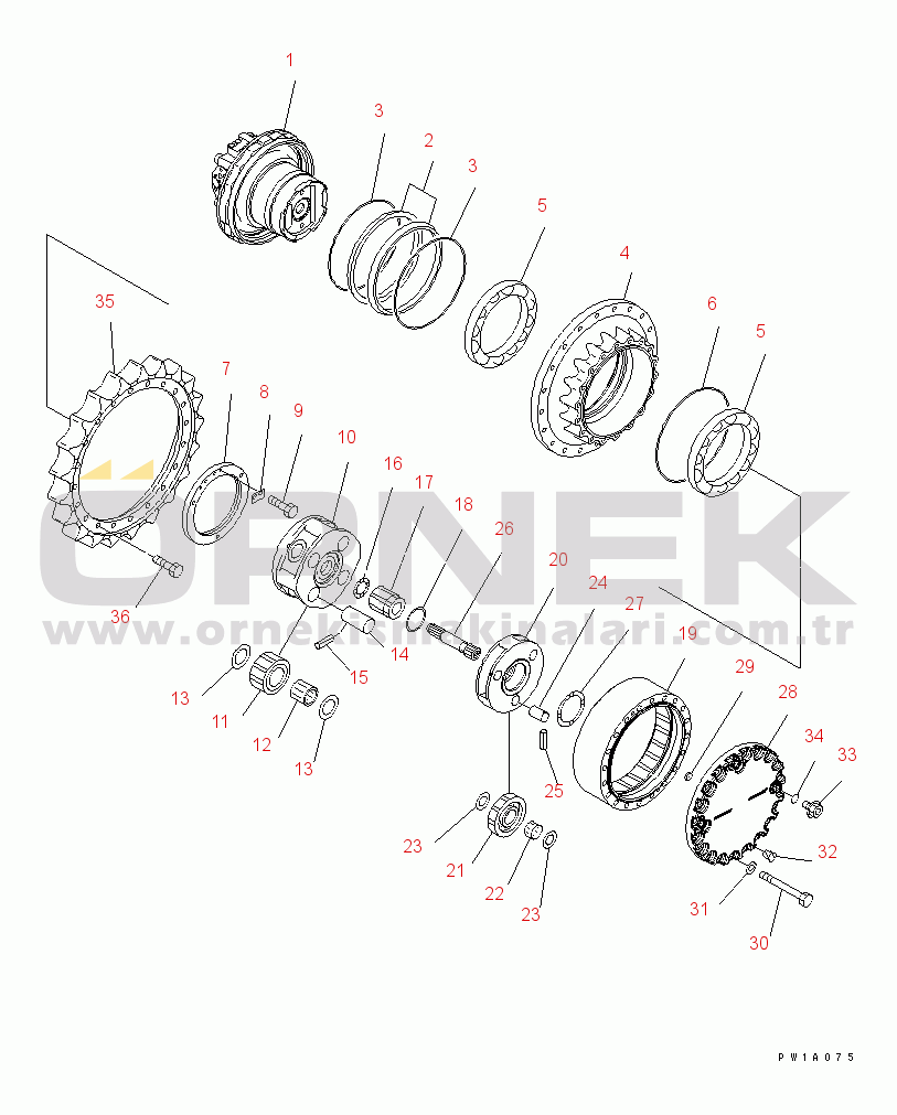 Komatsu PC228USLC-3 S/N 30001-UP (Yurtdışı Versiyonu) FINAL DRIVE (SUPPLY ONLY)